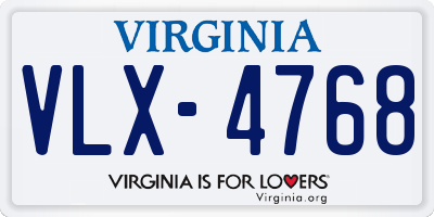 VA license plate VLX4768