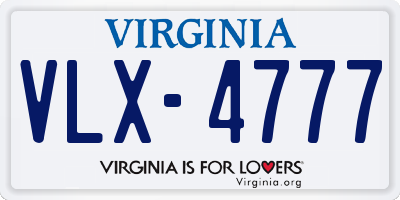 VA license plate VLX4777