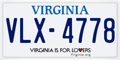 VA license plate VLX4778