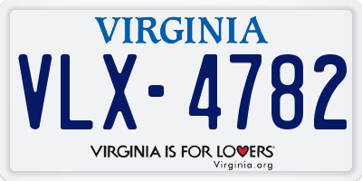 VA license plate VLX4782