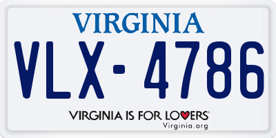 VA license plate VLX4786