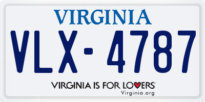 VA license plate VLX4787