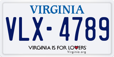 VA license plate VLX4789