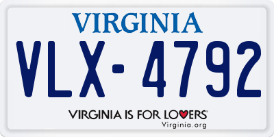 VA license plate VLX4792