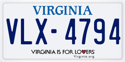 VA license plate VLX4794