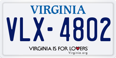 VA license plate VLX4802