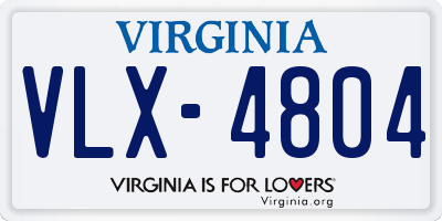 VA license plate VLX4804