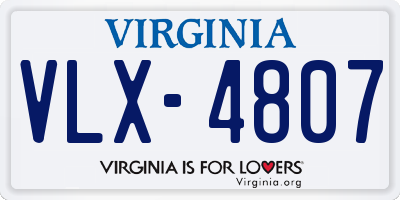 VA license plate VLX4807