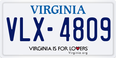 VA license plate VLX4809