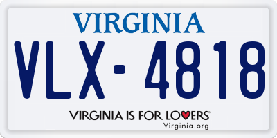 VA license plate VLX4818