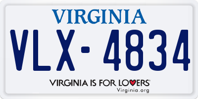 VA license plate VLX4834