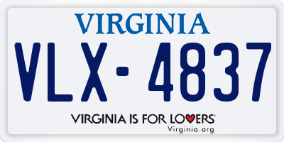 VA license plate VLX4837