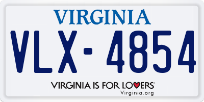 VA license plate VLX4854