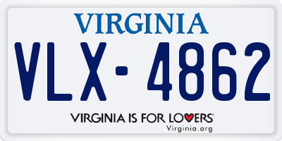 VA license plate VLX4862