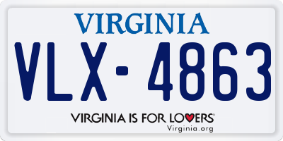 VA license plate VLX4863