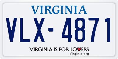 VA license plate VLX4871