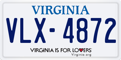 VA license plate VLX4872