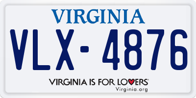 VA license plate VLX4876