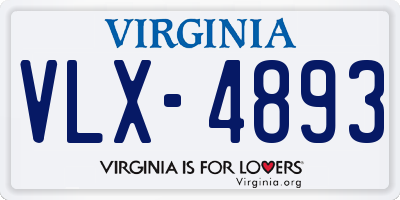 VA license plate VLX4893