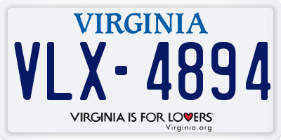 VA license plate VLX4894