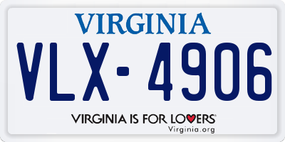 VA license plate VLX4906