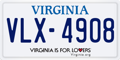 VA license plate VLX4908