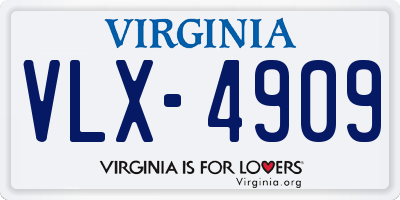 VA license plate VLX4909