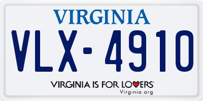 VA license plate VLX4910