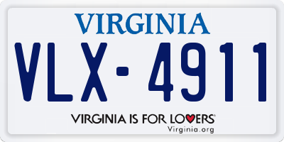 VA license plate VLX4911