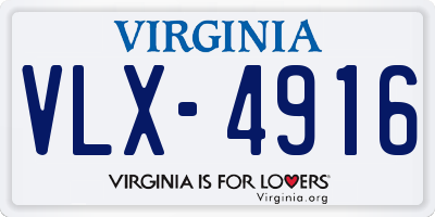 VA license plate VLX4916