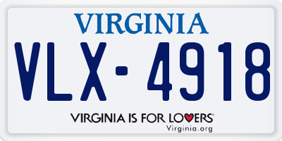 VA license plate VLX4918