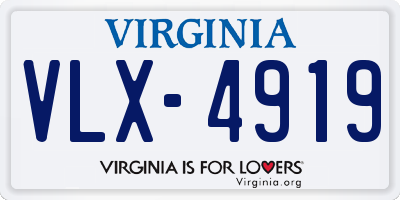 VA license plate VLX4919