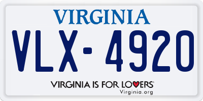 VA license plate VLX4920