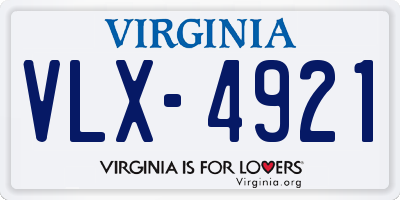 VA license plate VLX4921