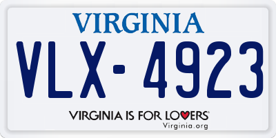 VA license plate VLX4923