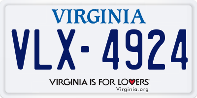 VA license plate VLX4924