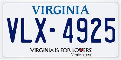 VA license plate VLX4925