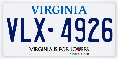 VA license plate VLX4926