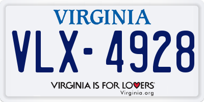 VA license plate VLX4928