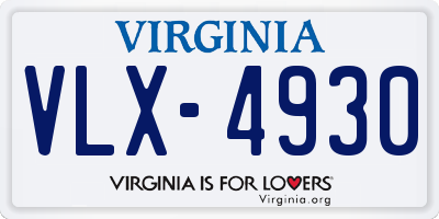 VA license plate VLX4930