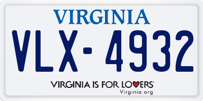 VA license plate VLX4932