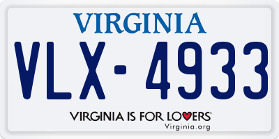 VA license plate VLX4933