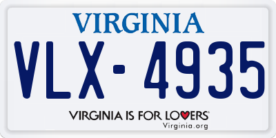 VA license plate VLX4935