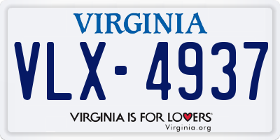 VA license plate VLX4937