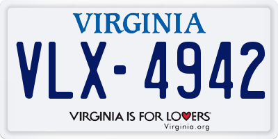 VA license plate VLX4942