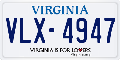 VA license plate VLX4947