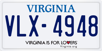 VA license plate VLX4948