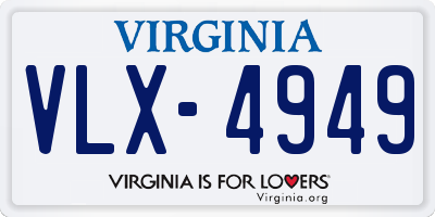 VA license plate VLX4949