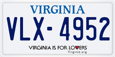 VA license plate VLX4952