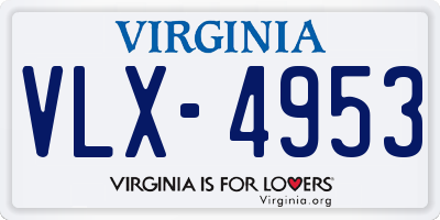 VA license plate VLX4953